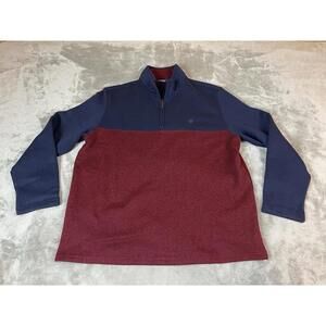 IZOD Sweater Mens XL Blue 1/4 Zip Pullover Mock Neck Fleece !!!